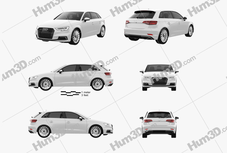 Audi A3 Sportback e-tron 2019 Blueprint Template