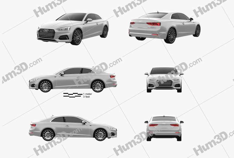 Audi A5 Coupe 2019 Blueprint Template