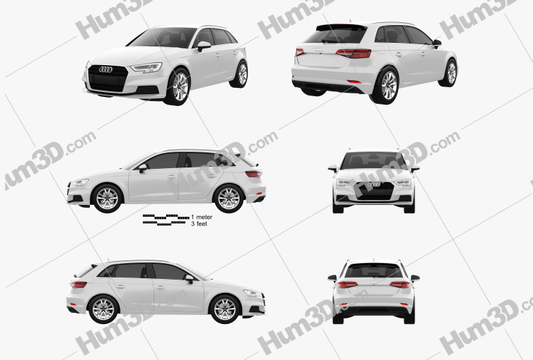 Audi A3 Sportback g-tron 2019 Blueprint Template