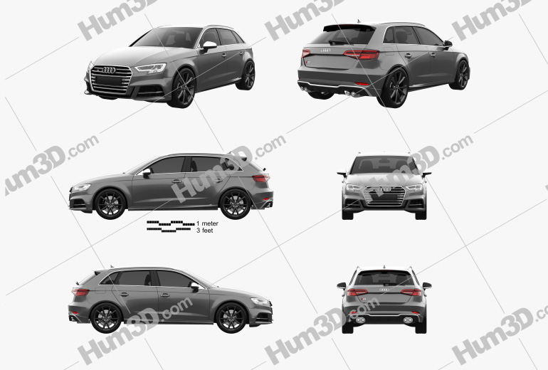 Audi S3 Sportback 2019 Blueprint Template