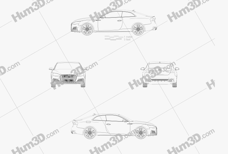 Audi S5 купе 2020 Чертеж