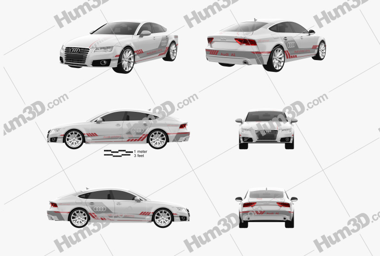 Audi A7 Sportback Piloted Driving Concept 2017 Blueprint Template