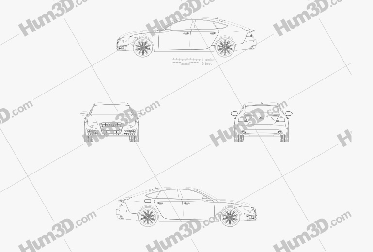 Audi A7 Sportback Piloted Driving Concept 2017 Blueprint