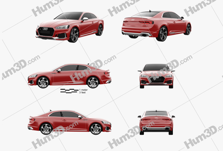 Audi RS5 coupe 2015 Blueprint Template