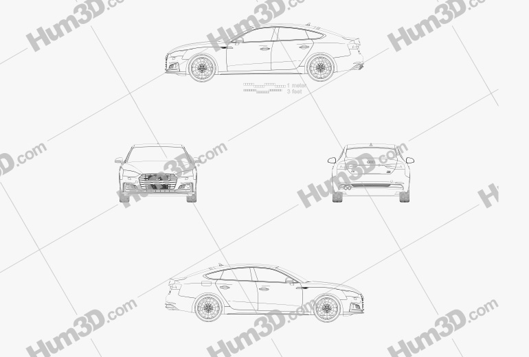 Audi A5 Sportback 2020 Чертеж