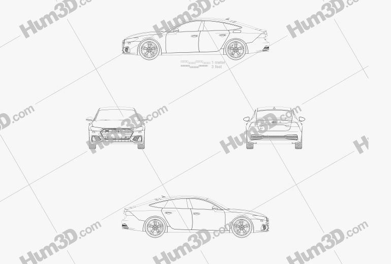 Audi A7 Sportback S-line 2021 蓝图