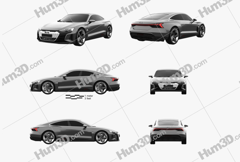 Audi e-tron GT Concept 2018 Blueprint Template