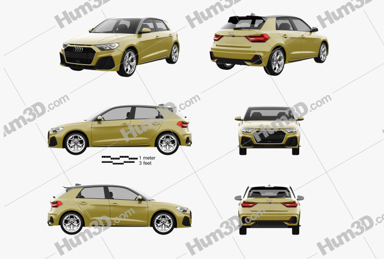 Audi A1 Sportback S-line 2021 Blueprint Template