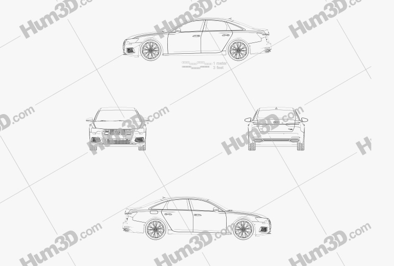 Audi A6 (C8) Sedán 2021 Blueprint