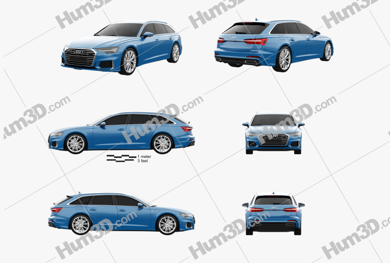Audi A6 S-Line avant 2021 Blueprint Template