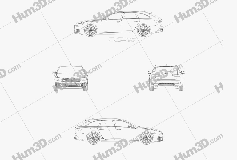 Audi A6 S-Line avant 2021 Blueprint