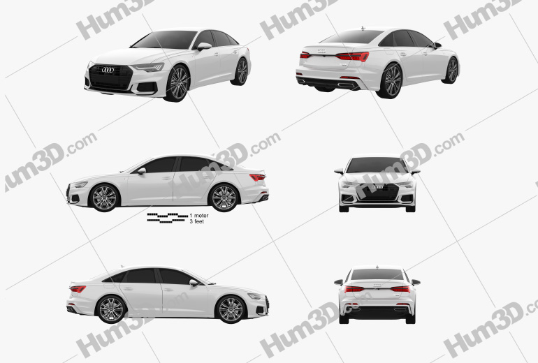 Audi A6 sedan S-Line 2021 Blueprint Template
