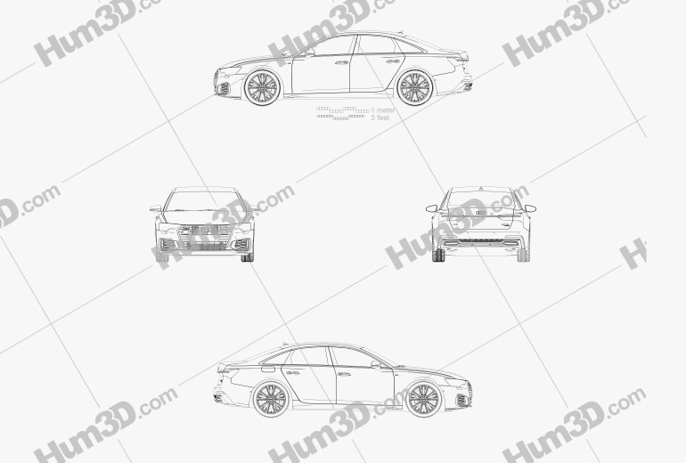 Audi A6 sedan S-Line 2021 Blueprint