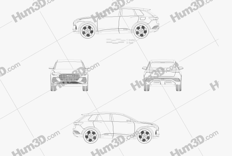 Audi Q4 e-tron Concept 2020 Blueprint