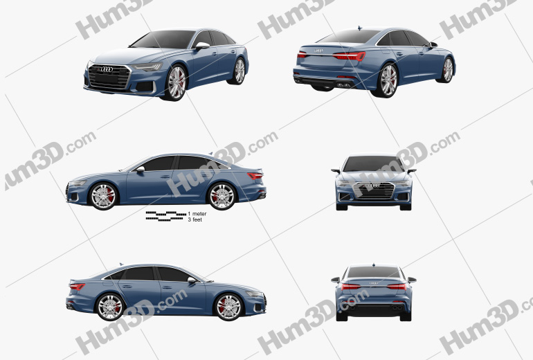 Audi S6 sedan 2022 Blueprint Template