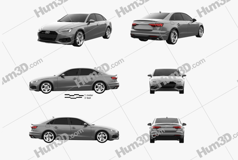 Audi A4 sedan 2022 Blueprint Template