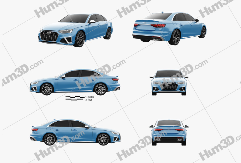 Audi S4 sedan 2022 Blueprint Template