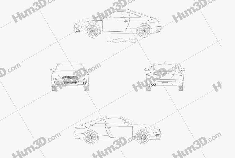Audi TT купе 2016 Чертеж