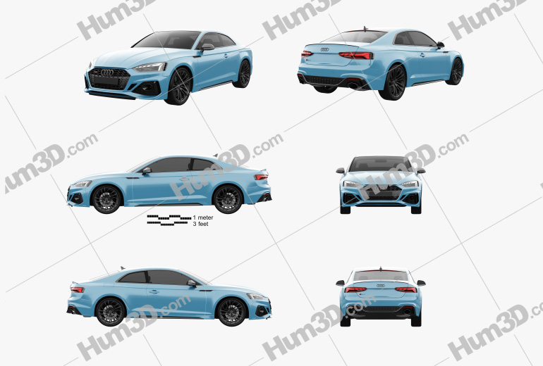 Audi RS5 coupe 2022 Blueprint Template