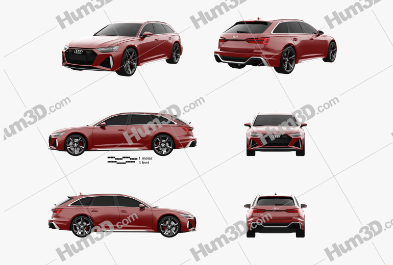Audi RS6 avant 2022 Blueprint Template