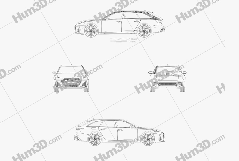 Audi RS6 avant 2022 Blueprint