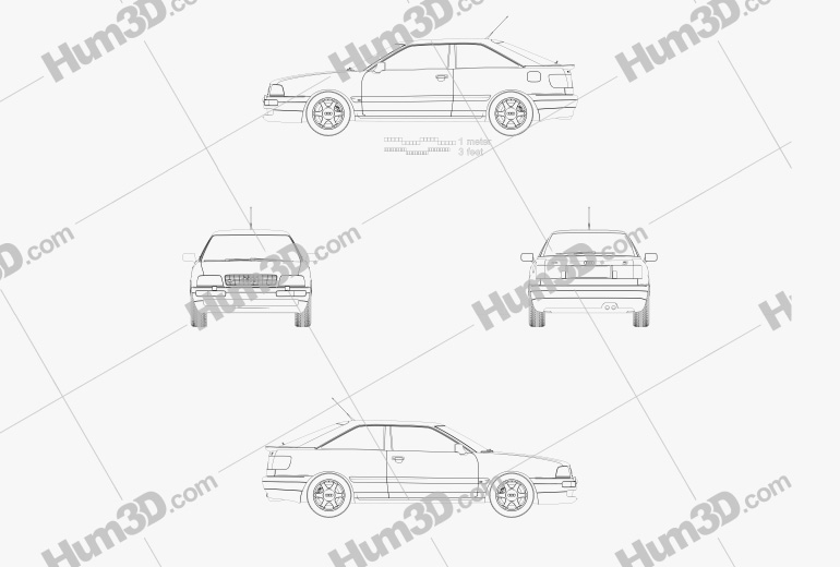 Audi S2 coupe 1995 Blueprint