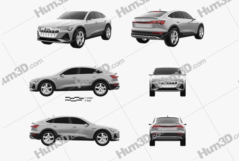 Audi e-tron sportback S-line coupe 2021 Blueprint Template
