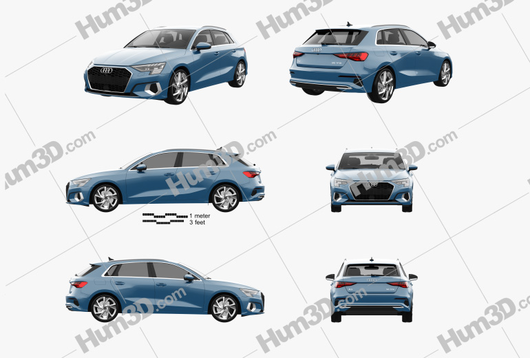 Audi A3 sportback 2022 Blueprint Template
