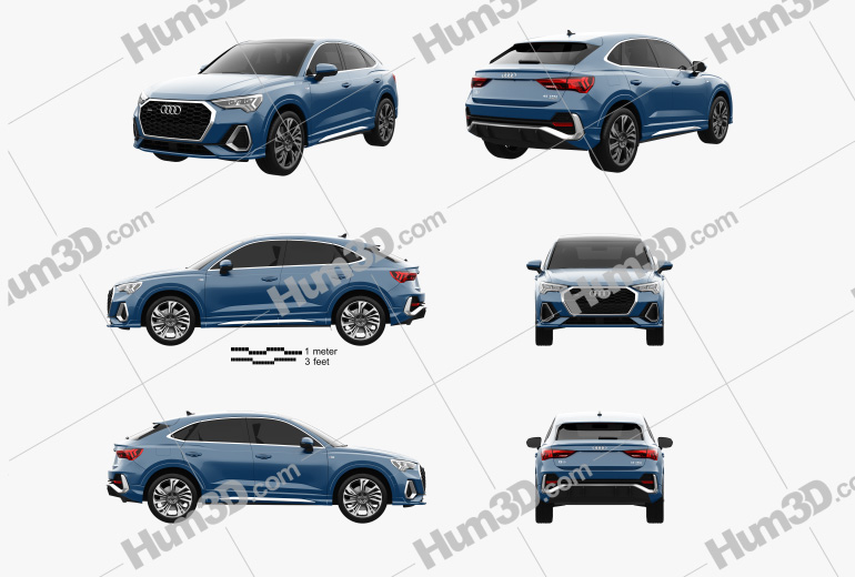 Audi Q3 Sportback S-line 2021 Blueprint Template