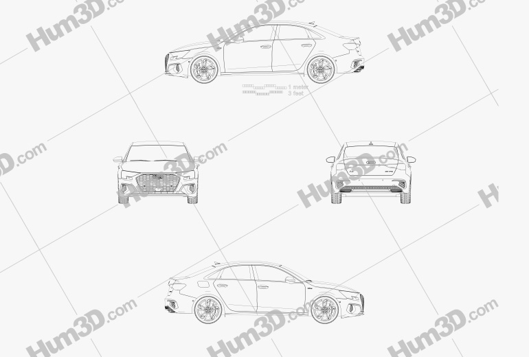 Audi A3 S-line Sedán 2022 Blueprint