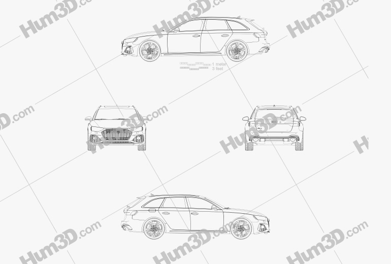 Audi RS4 avant 2022 Blueprint