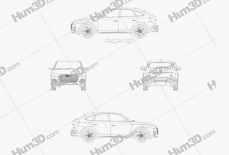 Audi Q5 Sportback S-line 2022 Чертеж