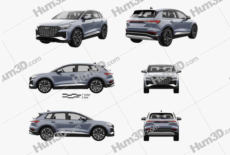 Audi Q4 e-tron S-line 2020 Blueprint Template