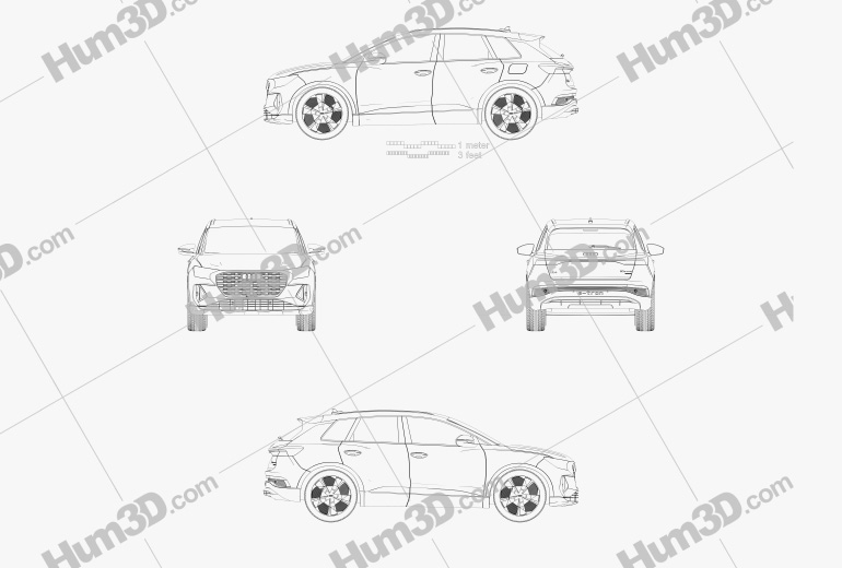 Audi Q4 e-tron S-line 2020 Blueprint
