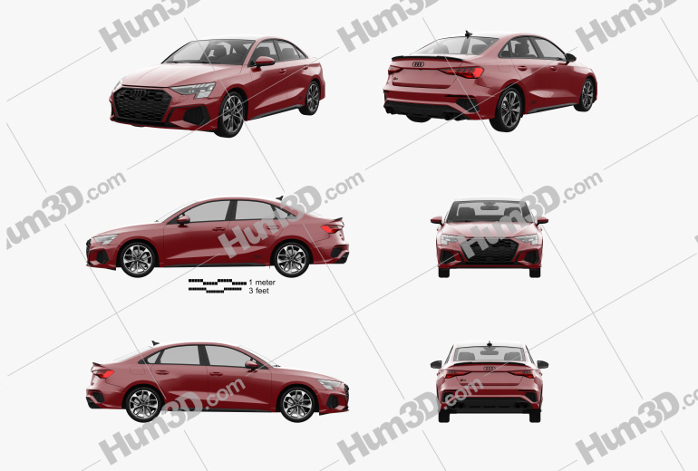 Audi S3 Edition One sedan 2022 Blueprint Template