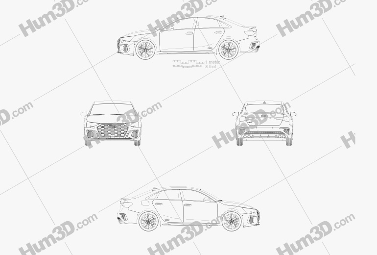 Audi S3 Edition One Седан 2022 Чертеж