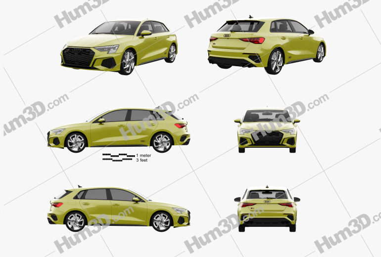 Audi S3 Edition One sportback 2022 Blueprint Template
