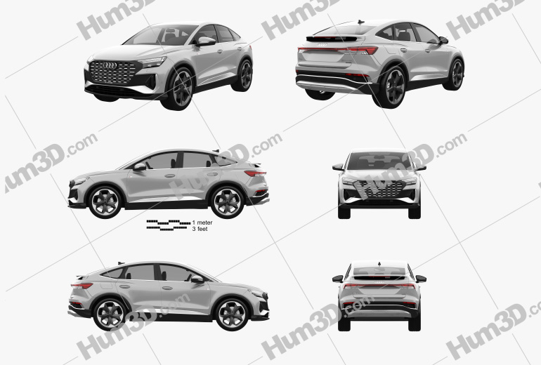 Audi Q4 e-tron Sportback S-line 2021 Blueprint Template