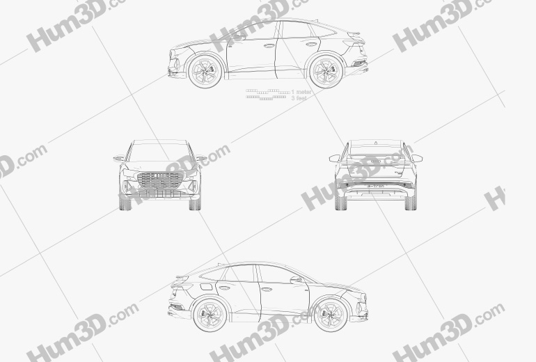 Audi Q4 e-tron Sportback S-line 2021 Чертеж