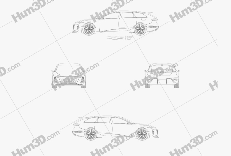 Audi A6 Avant e-tron 2023 ブループリント