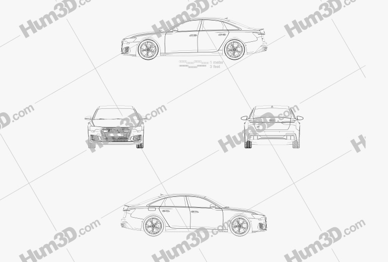 Audi S6 Berlina 2023 Blueprint