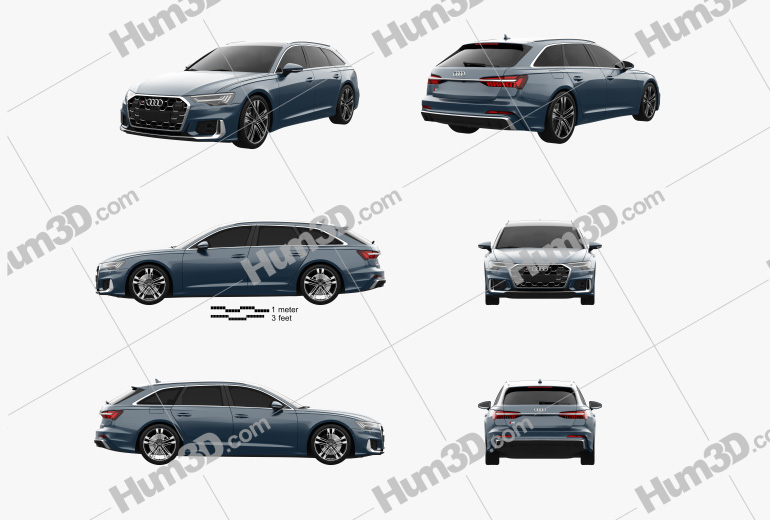 Audi S6 avant 2023 Blueprint Template