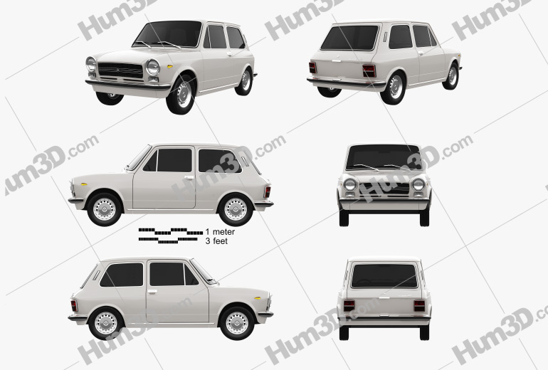 Autobianchi A112 E 1971 Blueprint Template