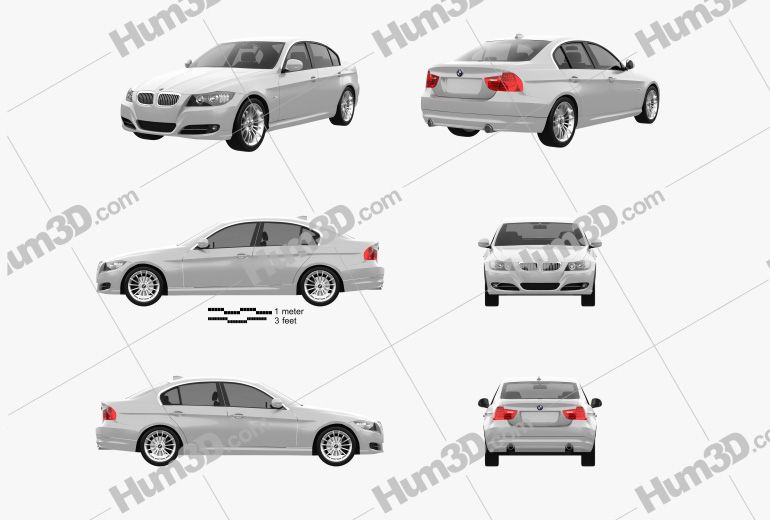 BMW 3 Series sedan 2012 Blueprint Template