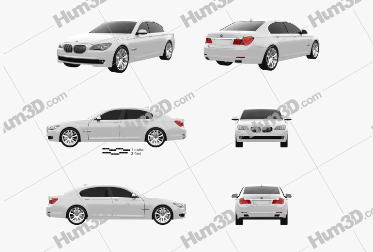 BMW 7 Series sedan 2010 Blueprint Template