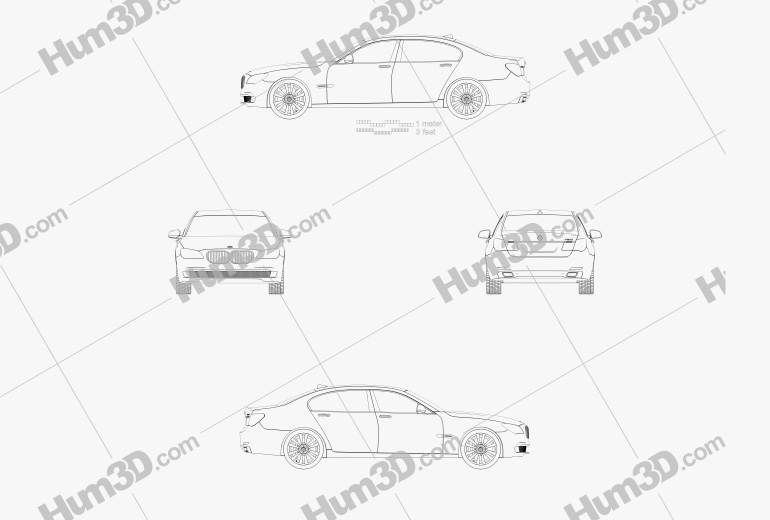 BMW 7 Series セダン 2011 設計図