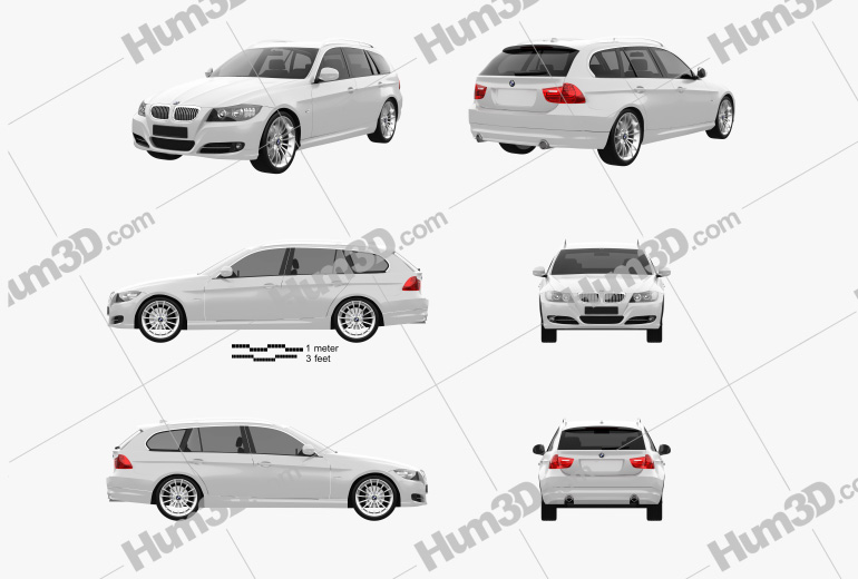 BMW 3 series Touring 2011 Blueprint Template