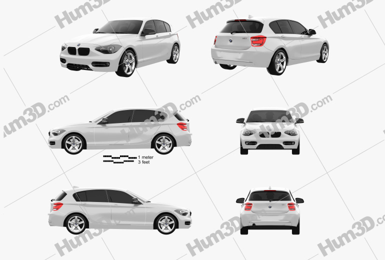 BMW 1 Series (F20) 5-door 2014 Blueprint Template