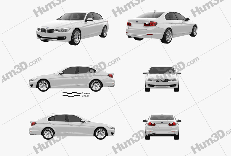 BMW 3 Series sedan 2014 Blueprint Template