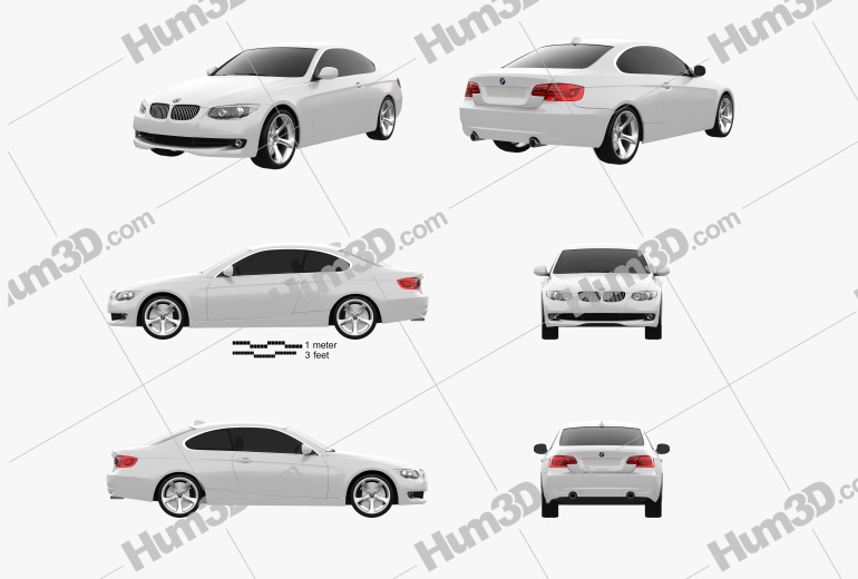 BMW 3 series Coupe 2011 Blueprint Template